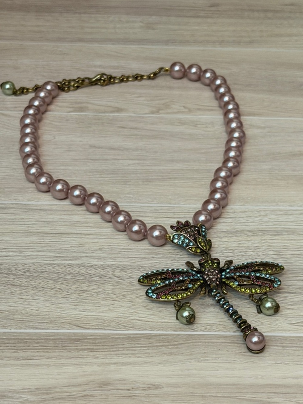 Heidi Daus Pearl Pink Dragonfly Pendant Necklace - Women Jewelry